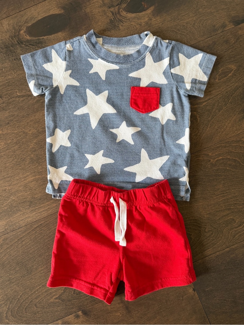 Carter's Blue Star Tee with Red Shorts Set
